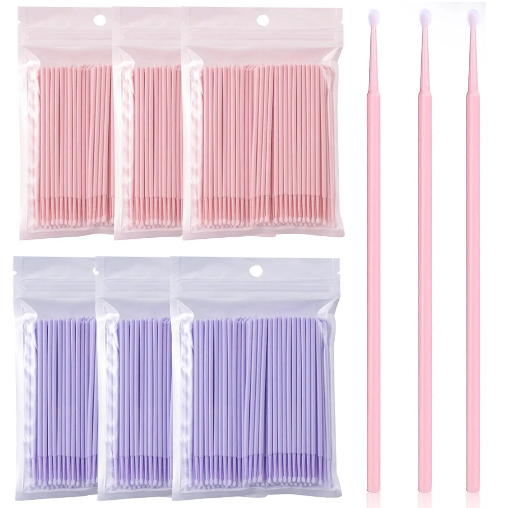 100-Pack Disposable Micro Brushes for Eyelash Extensions Lash Applicator Brushes QXL