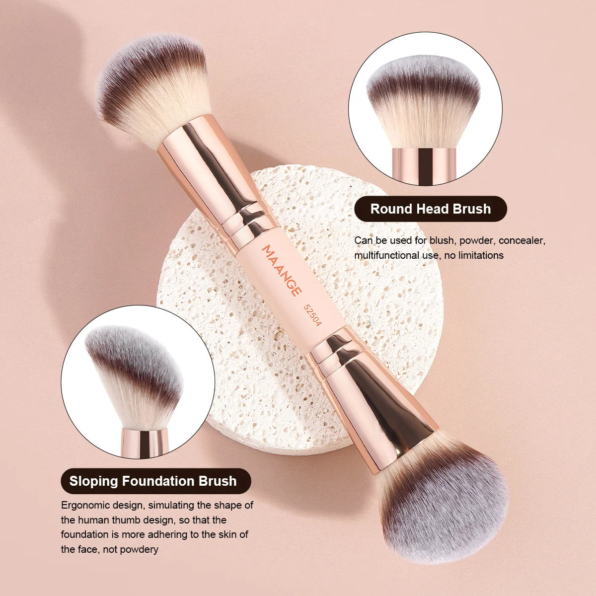MAANGE 3-Piece Makeup Brush Set | Kabuki, Powder & Foundation Makeup Brush Set QXL