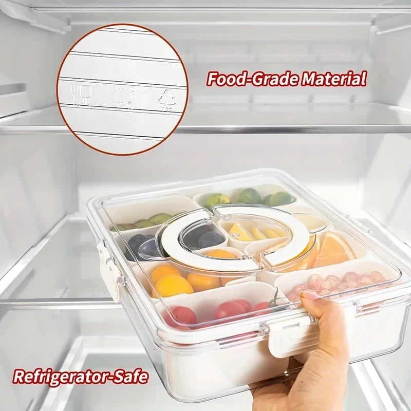 8-Grid Snack Box with Lid | Portable Charcuterie Organizer Food Storage Container QXL