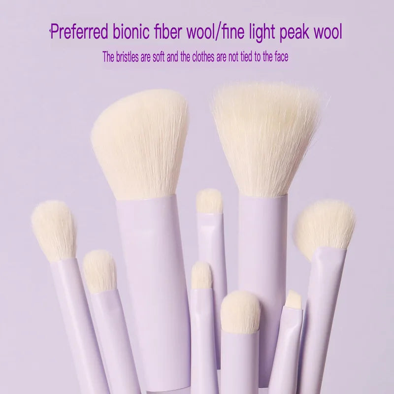 9-Piece Mini Portable Makeup Brush Set with Travel Bag Makeup Brush Set QXL