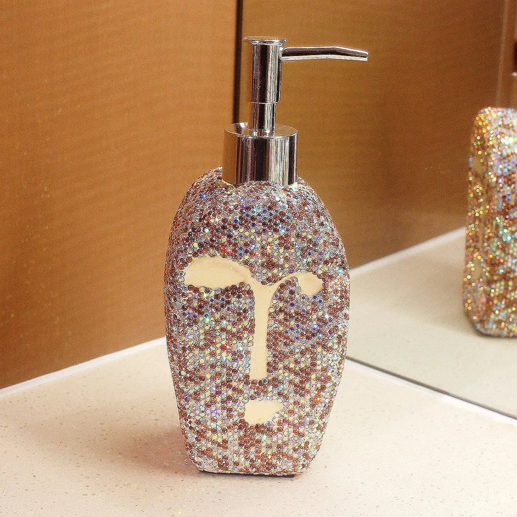 Diamond Art Face Pump Dispenser | Soap & Shampoo Bottle Soap Pump Dispenser QXL Champagne color