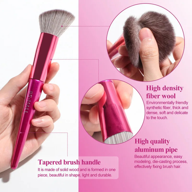 18-Piece Long-Handle Makeup Brush Set | Red Professional Kit Makeup Brush Set QXL