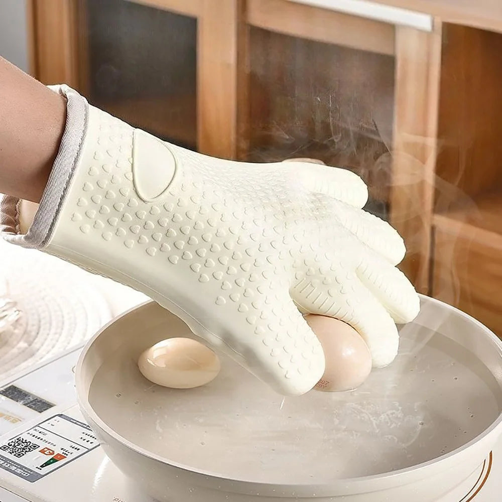 Silicone Five-Finger Oven Mitts | Non-Slip Kitchen Gloves Silicone Oven Mitts QXL