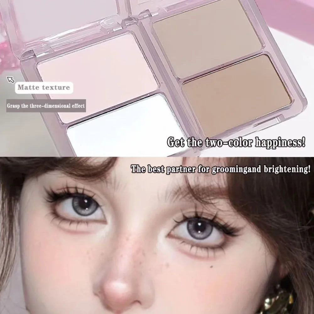 Two-Tone Matte Contour & Blush Palette | Korean 3D Sculpt Contour Blush Palette QXL