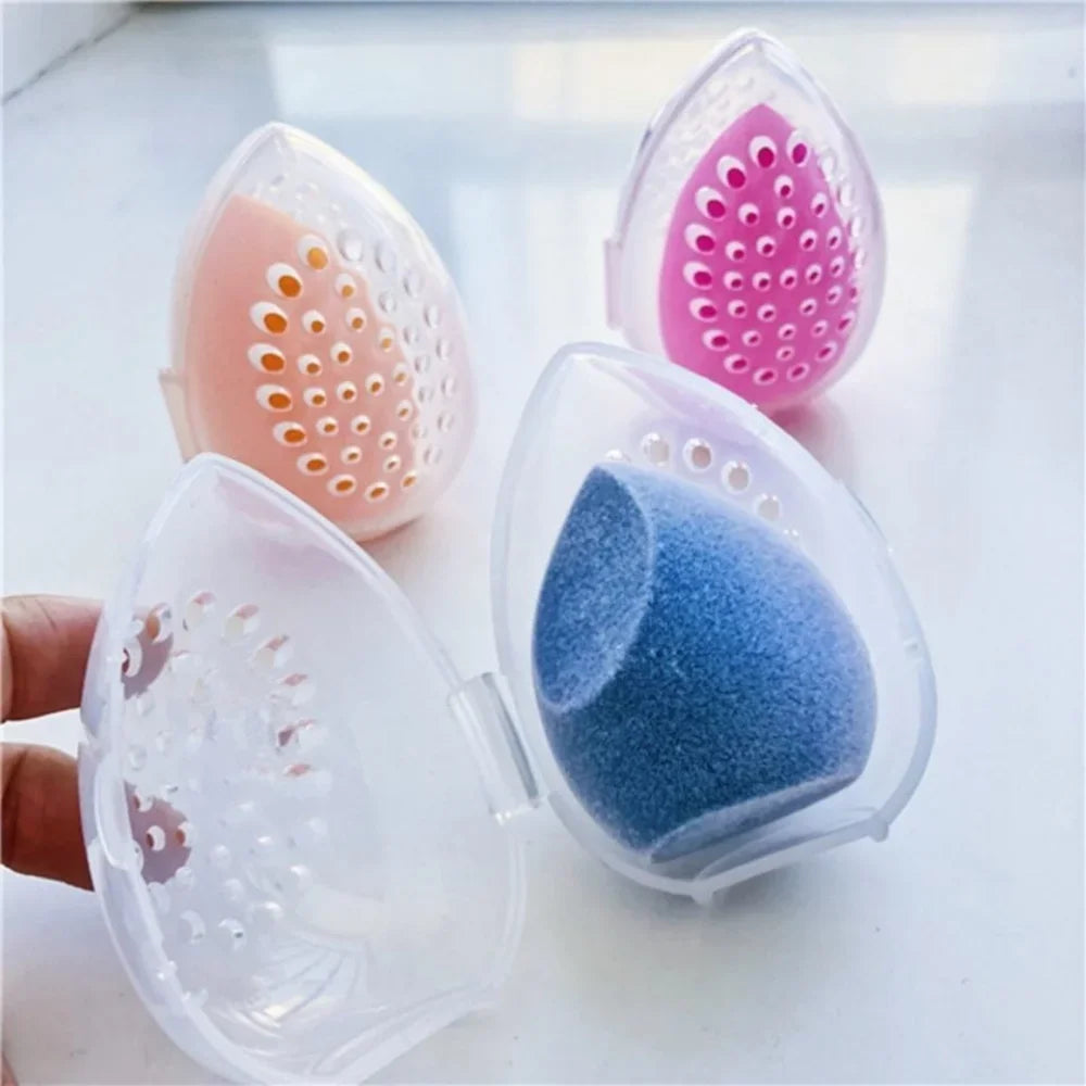 Egg-Shaped Makeup Sponge Storage Box | Transparent Puff Holder Sponge Storage Box QXL