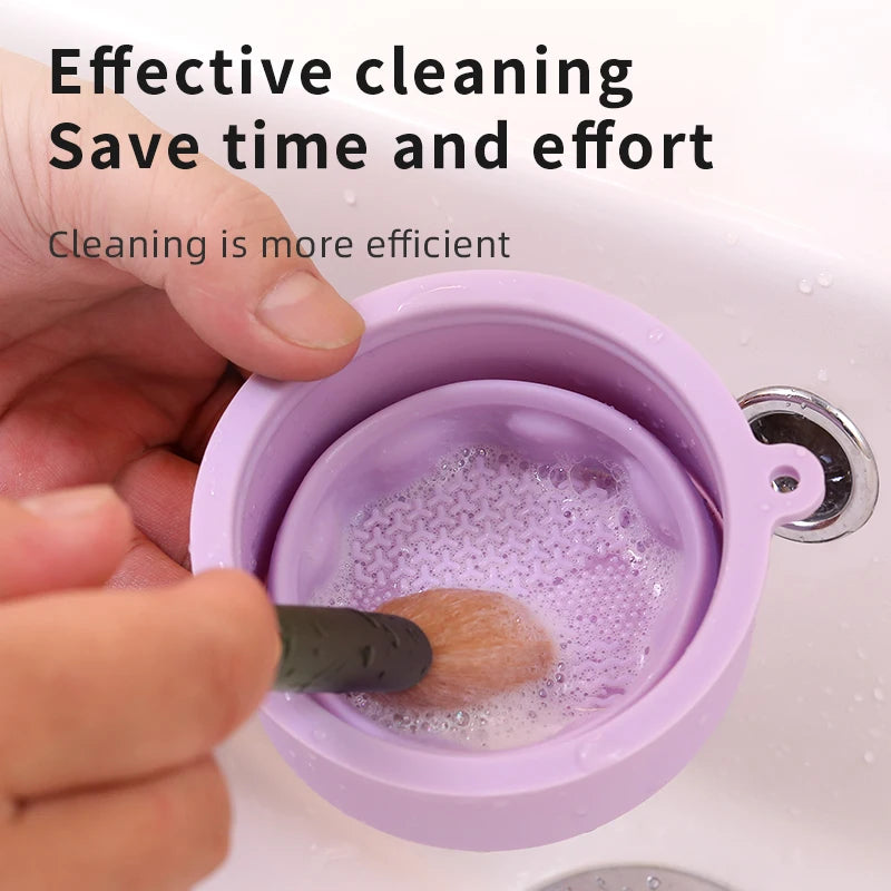 Silicone Folding Makeup Brush Cleaning & Drying Cup Brush Cleaning Cup QXL