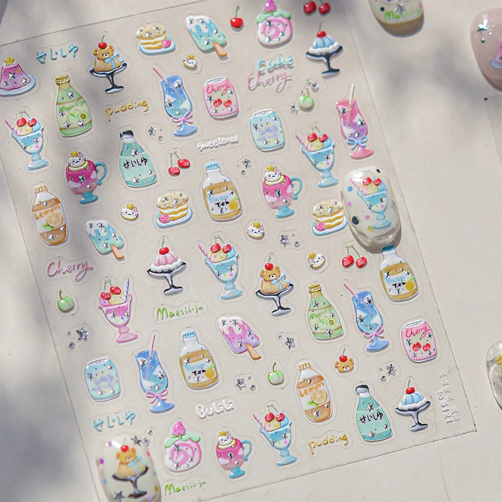 Ocean 5D Nail Art Stickers | Cartoon Adhesive Manicure Decals Nail Art Stickers QXL