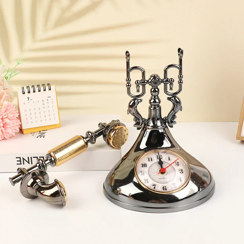 Retro Alarm Clock Telephone Model | Vintage Desktop Ornament Desktop Ornament QXL