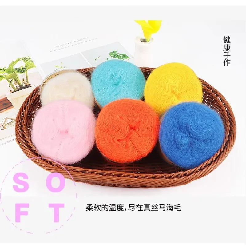 Silk Mohair Worsted Yarn – Acrylic Blend Knitting & Crochet Thread Mohair Craft Yarn QXL