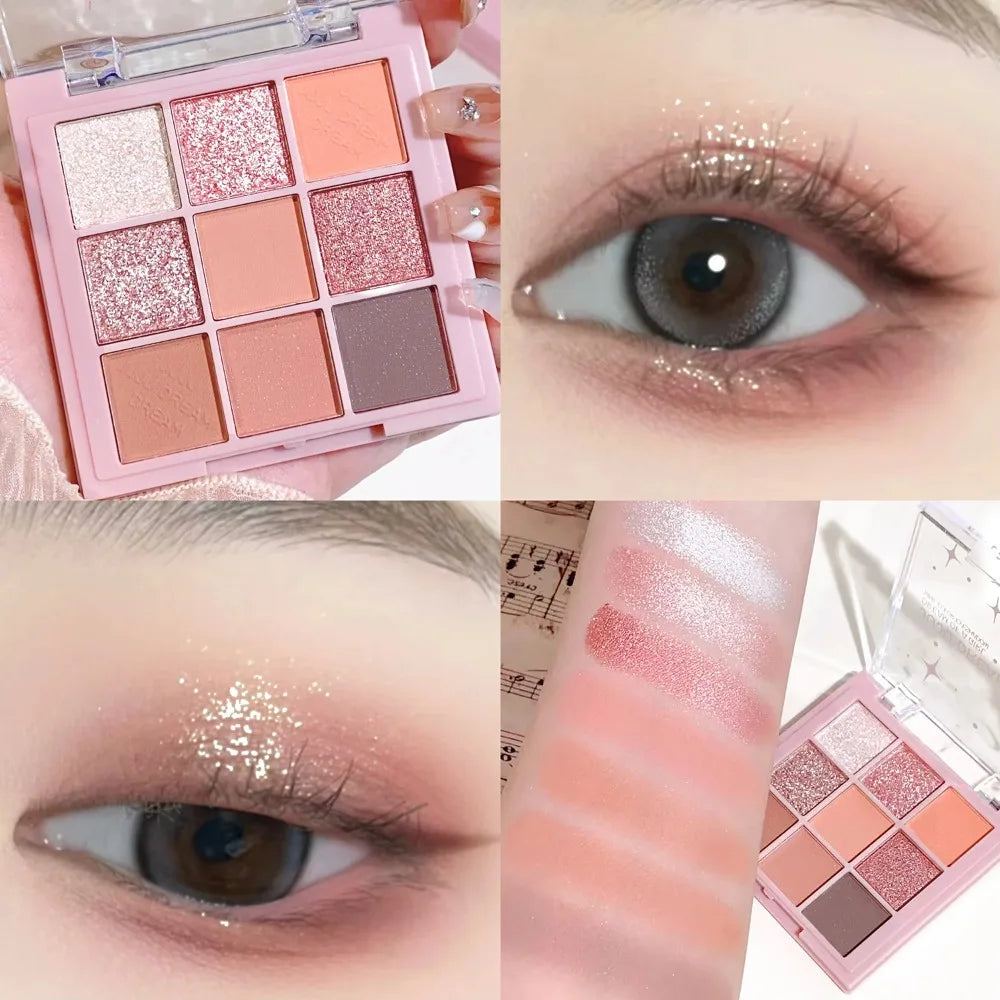 JUJU 9-Color Pearlescent Glitter Eyeshadow Palette | Waterproof Eyeshadow Palette QXL
