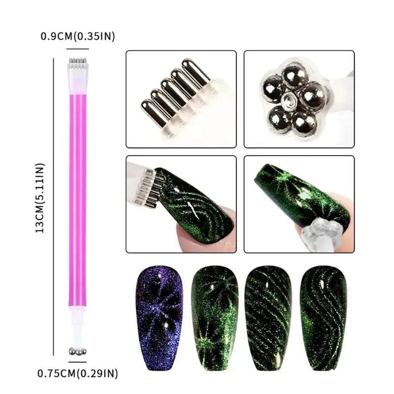 8-Pc Magnetic Wand Set for 3D Cat Eye UV Gel Nail Art Nail Art Magnet Wand QXL