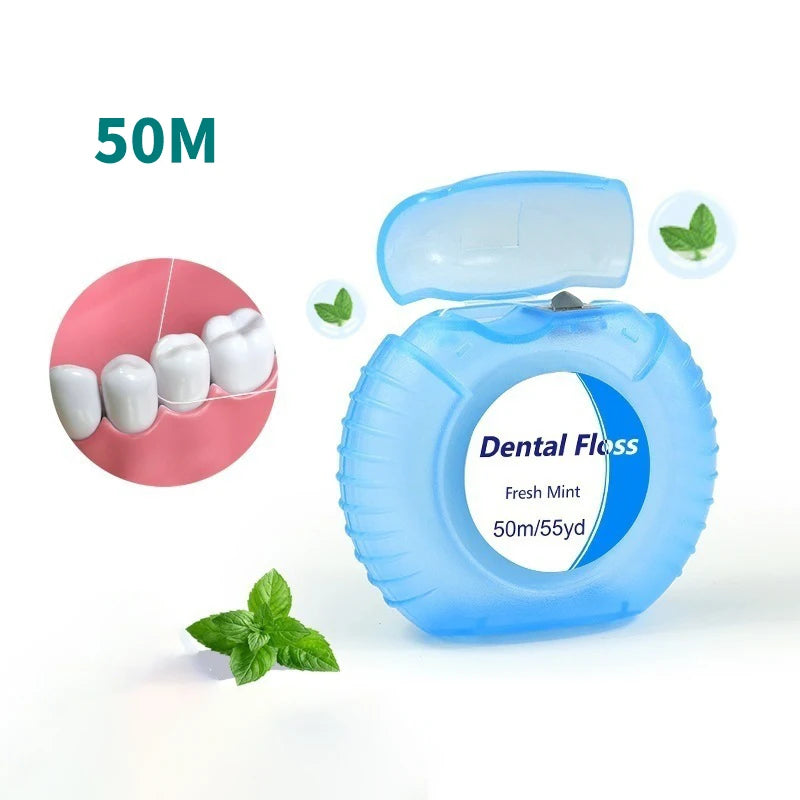 Shmacax 50m Mint Waxed Dental Floss | Nylon Floss Roll Dental Floss QXL onesize
