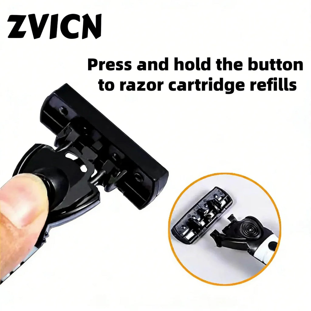 Men's 3-Layer Reusable Razor | Replaceable Head Shaver Manual Razor QXL