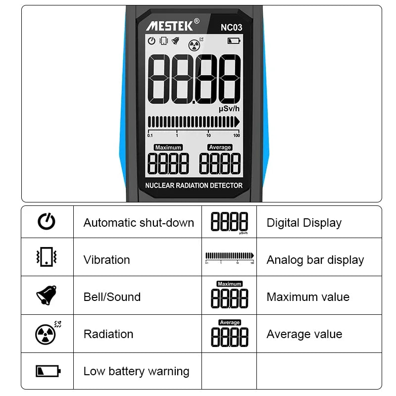 NC03 GM Geiger Counter | Portable Digital Radiation Detector Radiation Detector QXL