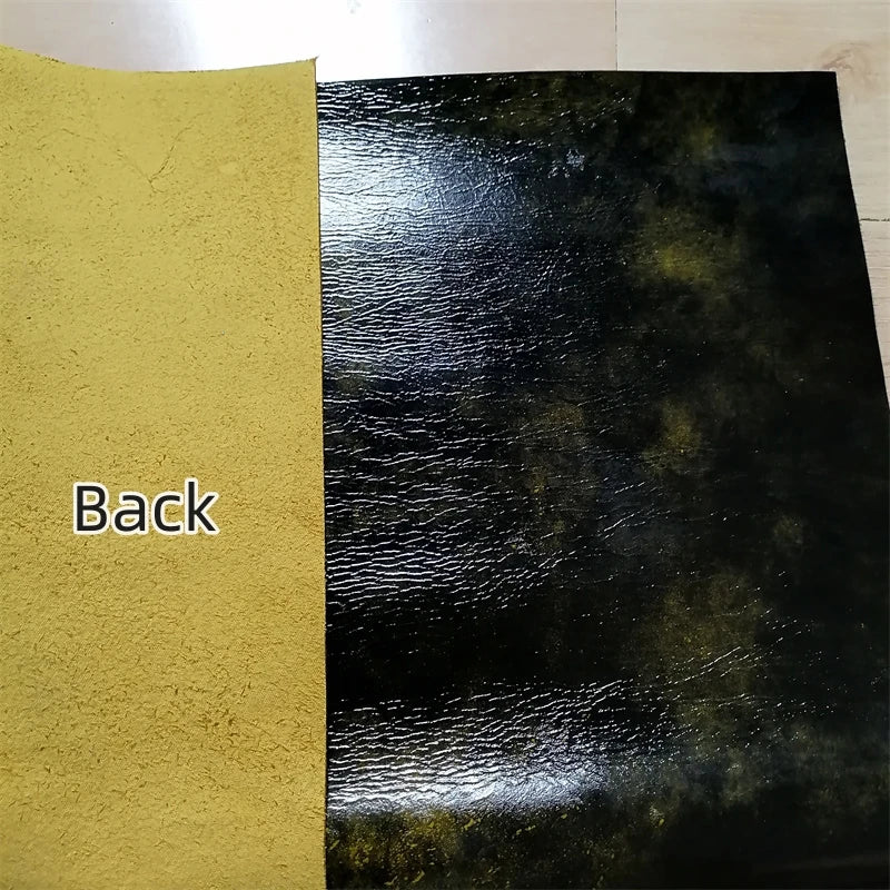 1.3mm Yellow & Black Top-Grain Cowhide Leather Sheet | DIY Leather Sheet Fabric QXL