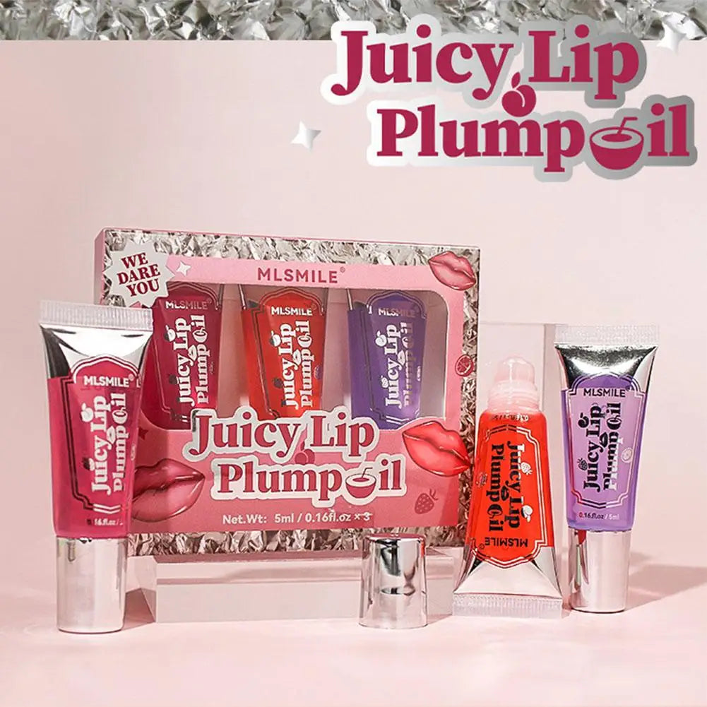 3-Pack Rollerball Lip Plumper Oil | Hydrating Glossy Lip Gloss Set Lip Plumper Oil Set QXL