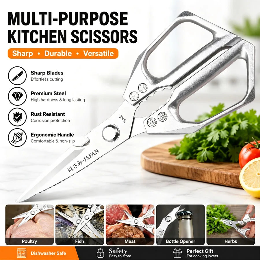 Multifunctional Kitchen Scissors | Stainless Steel Bone Cutter Kitchen Shears QXL