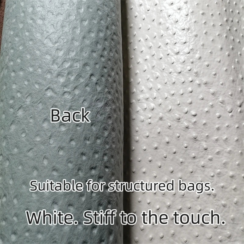 1mm Ostrich-Embossed Cowhide Leather Sheet | Grey & White DIY Craft Leather Sheet QXL WHITE 30x40cm China Mainland
