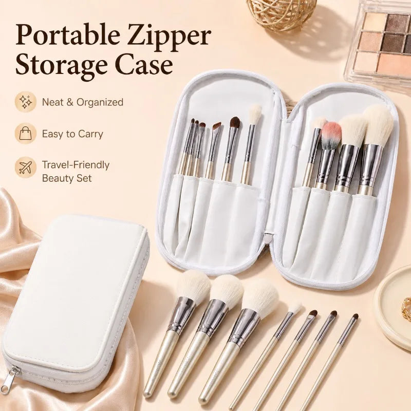 10-Piece Makeup Brush Set with Travel Case | Face & Eye Makeup Brush Set QXL