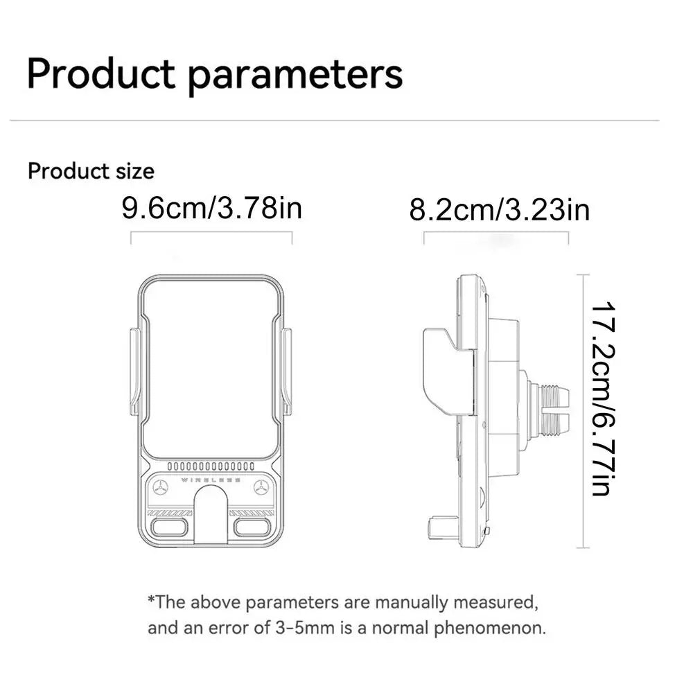 15W Wireless Car Phone Holder | Auto-Clamp Air Vent Mount Wireless Car Phone Mount QXL Black