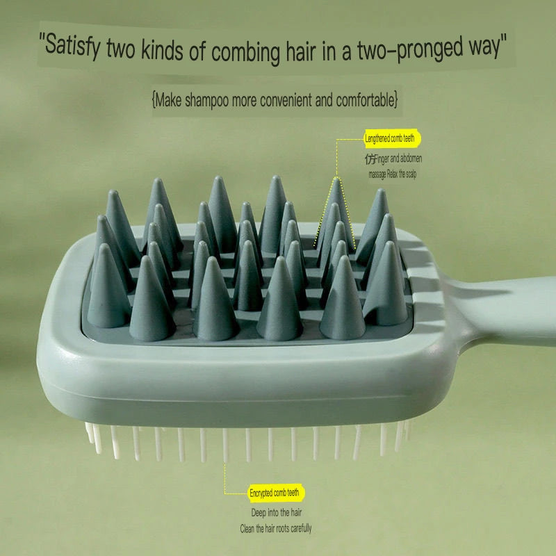 Double-Sided Scalp Massage Shampoo Brush & Comb | Long Handle Scalp Massage Brush QXL