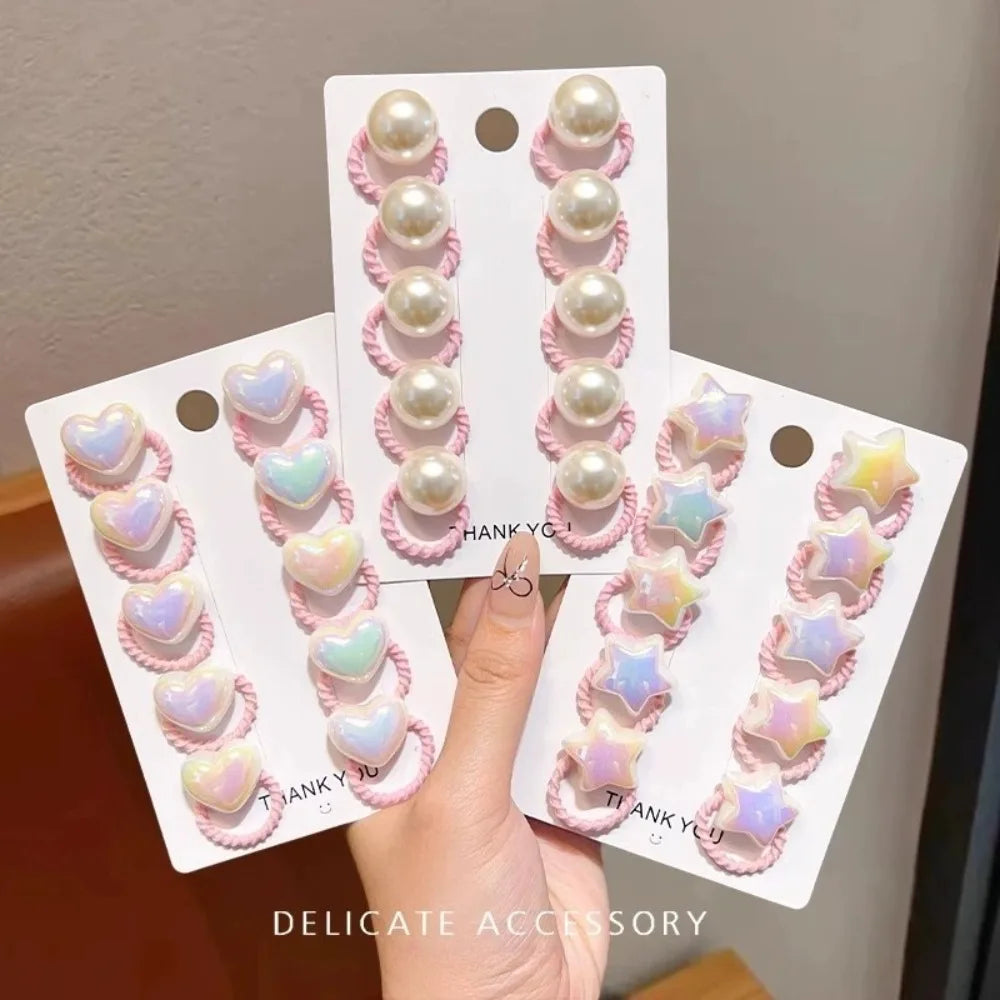 10-Pack Cute Elastic Hair Ties for Girls | Korean Ponytail Set Elastic Hair Ties QXL