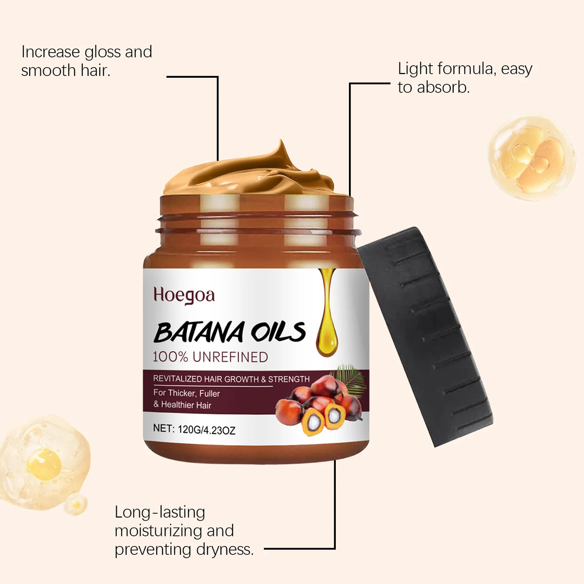 HOEGOA Batana Oil Hair Treatment – Shine, Nourish & Strengthen Hair Treatment Mask QXL