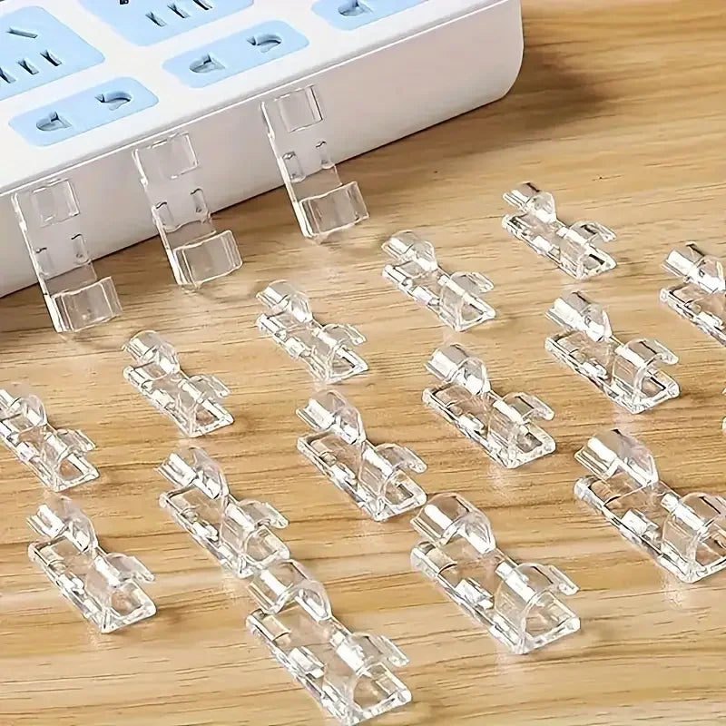 Clear Adhesive Cable Clips | Transparent Wire Cord Organizers Cable Clips QXL