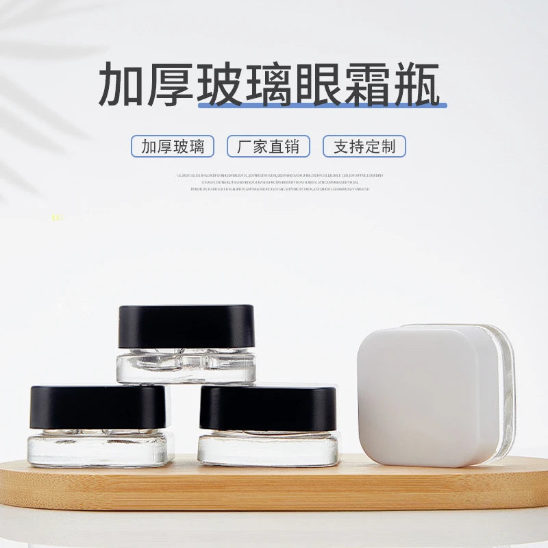 9g Square Glass Refillable Cosmetic Jar | Empty Makeup Pot Cosmetic Storage Jar QXL