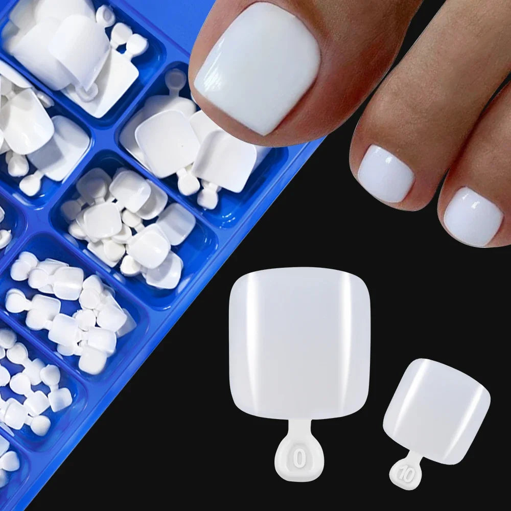 100-Pack Short Square Press-On Toenail Tips | Full Cover White Press-On Toenail Tips QXL