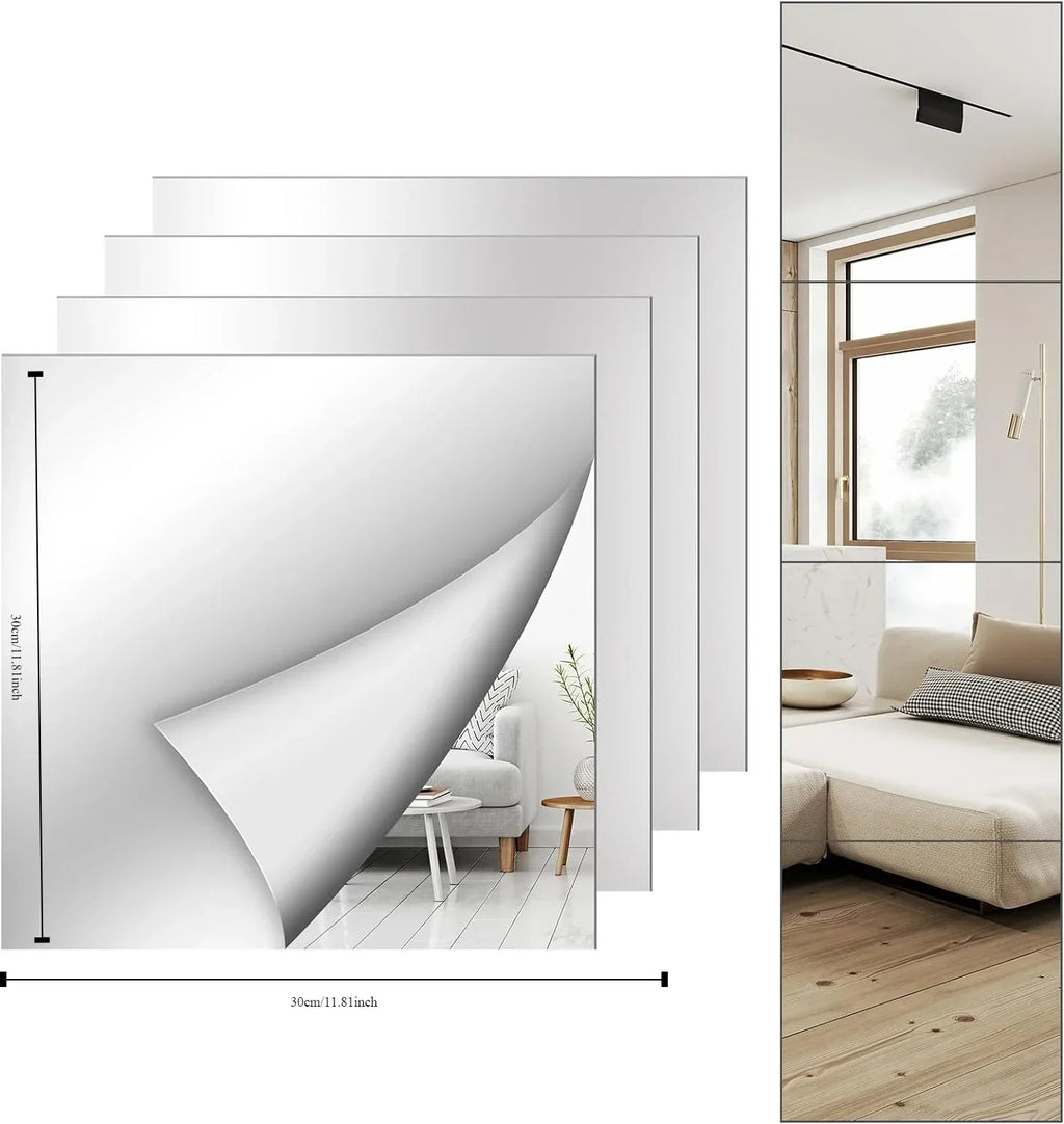 Full Length Frameless Shatterproof Acrylic Wall Mirror | Large Full Length Mirror QXL