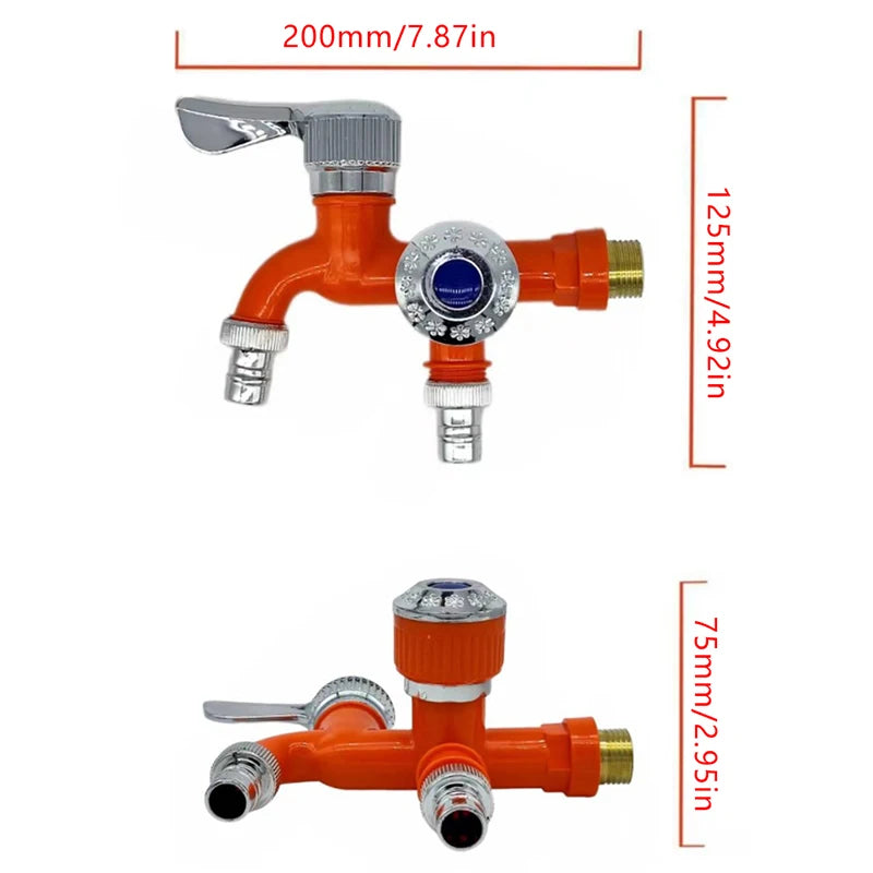 Dual Outlet Water Tap 1/2" Double Control Faucet Splitter Faucet Splitter Tap QXL