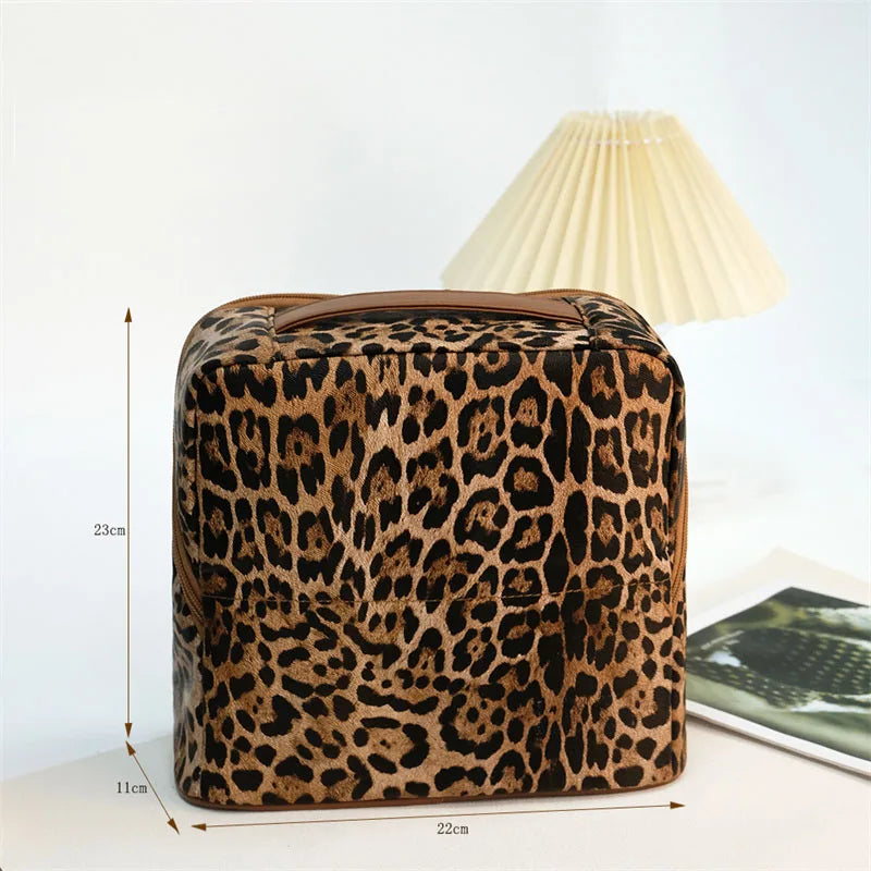 Leopard Print Standing Makeup Brush Bag & Organizer Makeup Brush Bag QXL