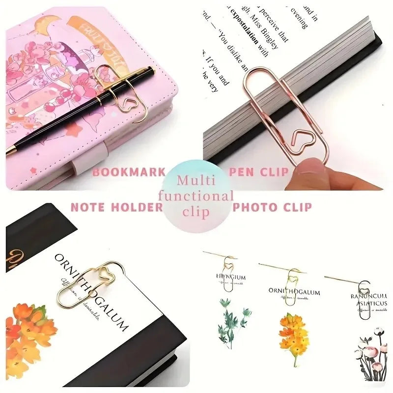 6-Pack Stainless Steel Notebook Clips with Pencil Holder Notebook Clip Set QXL