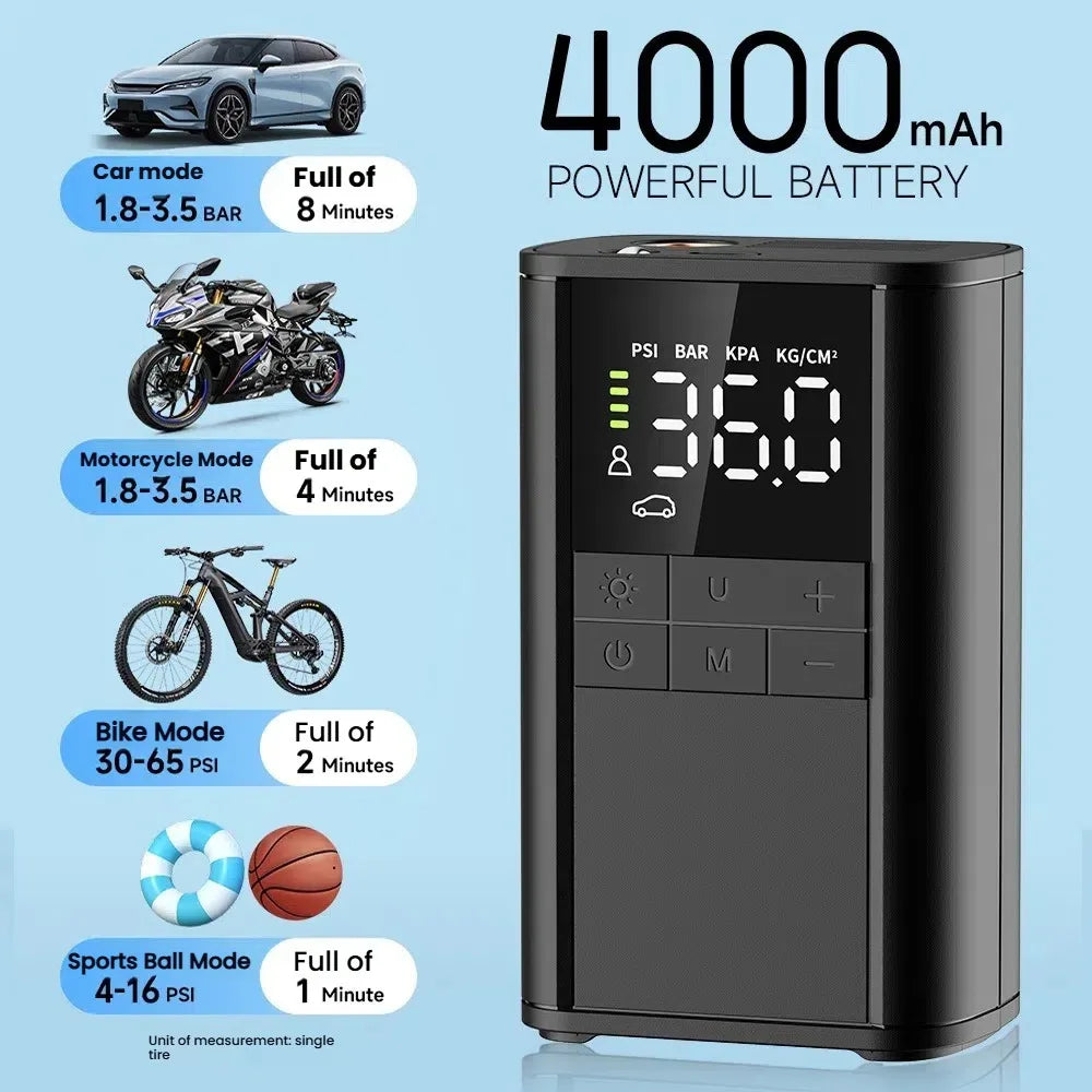 150PSI Cordless Tire Inflator | Digital Gauge & LED Light Portable Tire Inflator QXL