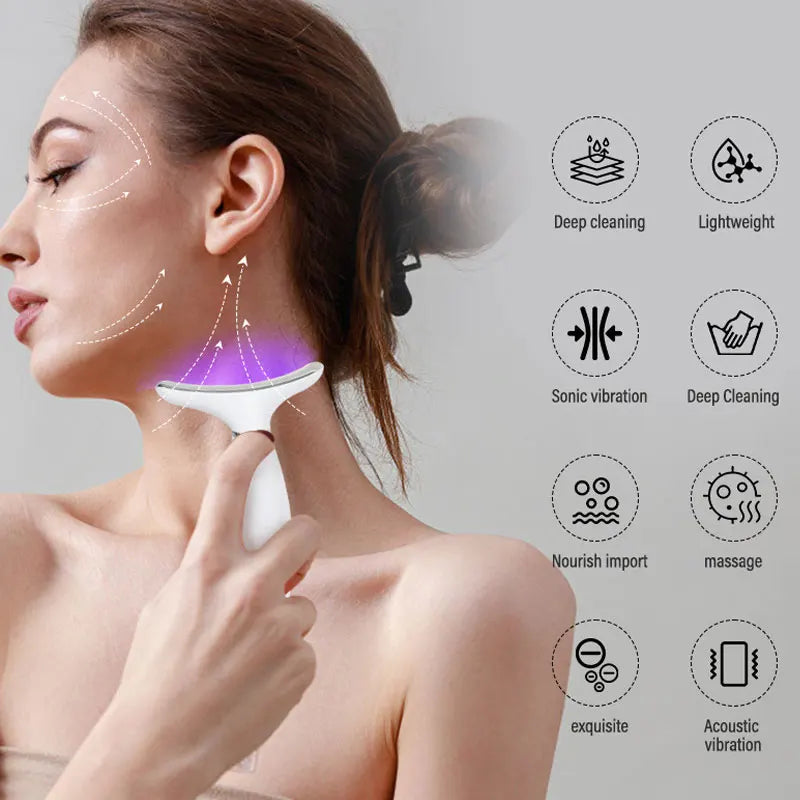 7-Color LED EMS Facial & Neck Massager | Microcurrent Device Facial Massager Device QXL