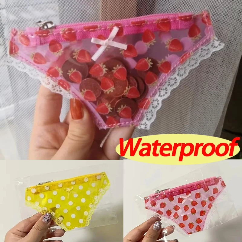 Novelty PVC Coin Purse | Panties-Shaped Strawberry Mini Bag Novelty Coin Purse QXL