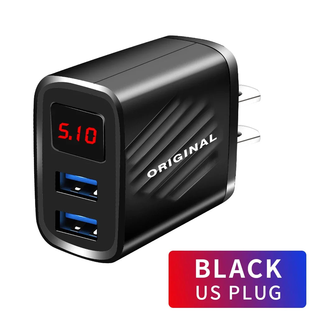 18W Dual USB QC 3.0 Fast Wall Charger | EU US UK Plug USB Wall Charger QXL Black US