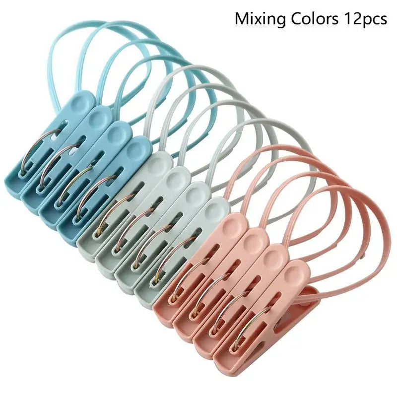 12-Pack Windproof Clothesline Hook Clips – Socks & Laundry Clothesline Clips QXL A