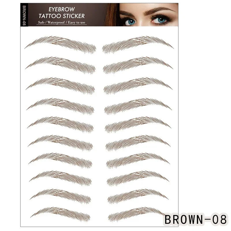 6D Waterproof Hair-Like Eyebrow Tattoo Stickers | Easy Brow Eyebrow Tattoo Stickers QXL BROWN-08
