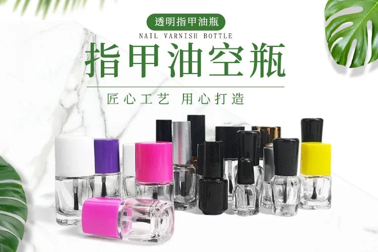 Empty Nail Polish Glass Bottles 5/10/15ml | Refillable UV Gel Nail Polish Bottle QXL