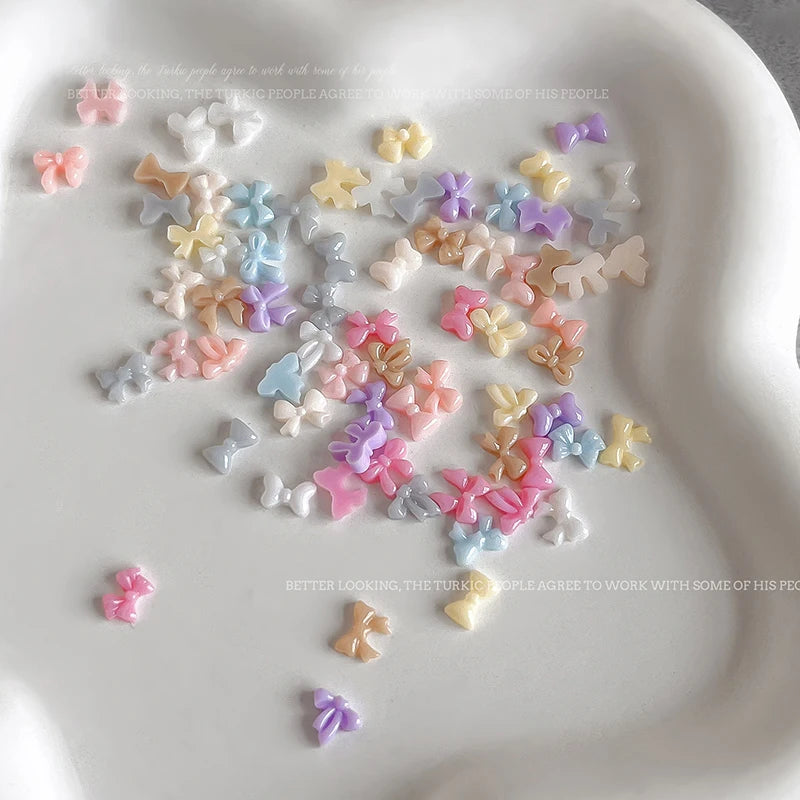 50-Pack Candy Color Resin Bow Nail Art Charms | DIY Decor Nail Art Charms QXL