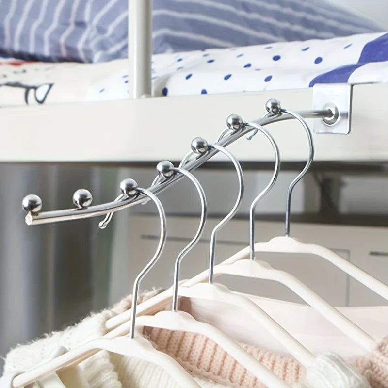 5-Hook Stainless Steel Square Tube Rack | Clothes & Bag Hanger Wall Hook Rack QXL