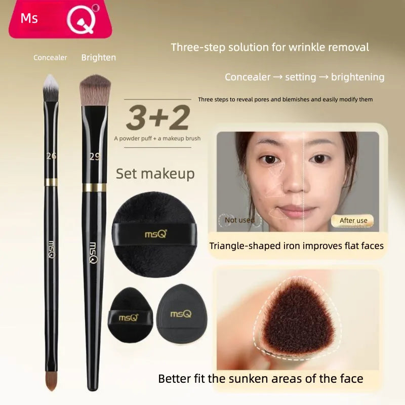 MSQ Double-Head Concealer Brush Set | 5-Piece Flat Head Concealer Brush Set QXL