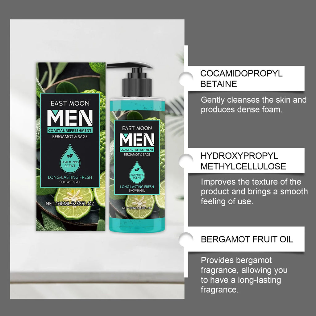 Eelhoe Men's Shower Gel | 4 Scents Natural Plant Extract 100ml Men's Shower Gel QXL