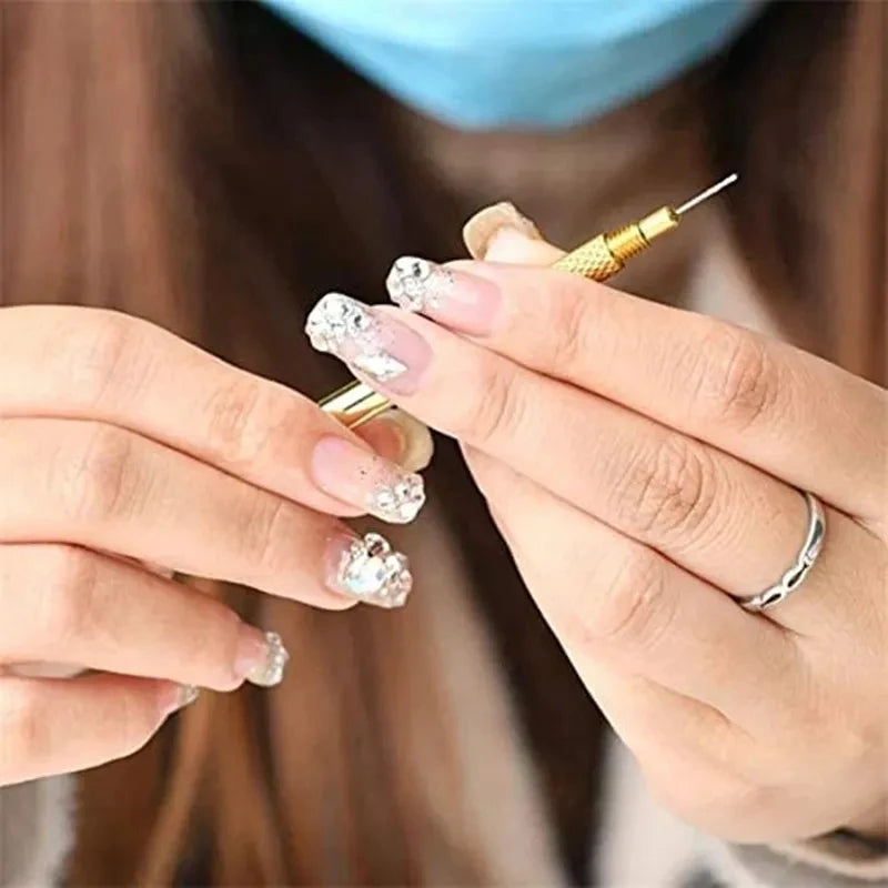 Gold Nail Dangle Drill Hole Maker | Stainless Steel Manicure Tool Nail Art Drill Tool QXL