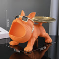 French Bulldog Key Tray Organizer | Resin Statue & Gold Tray Decorative Key Tray QXL Orange