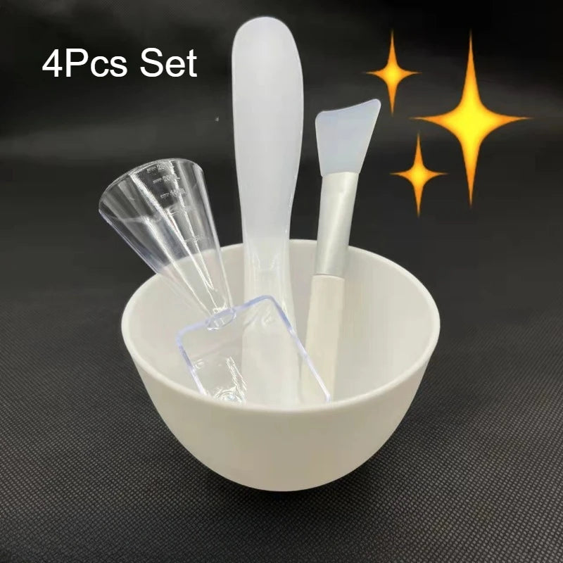 4-Piece Silicone Face Mask Mixing Bowl & Applicator Set Face Mask Tool Kit QXL White 4Pcs Set