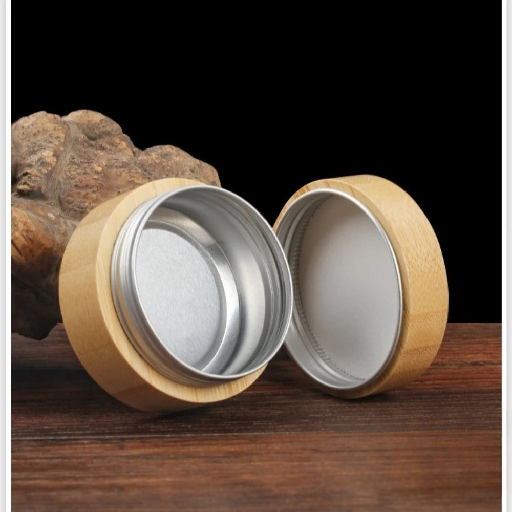 Bamboo Refillable Cream Jar | Airtight Travel Cosmetic Container Cosmetic Storage Jar QXL