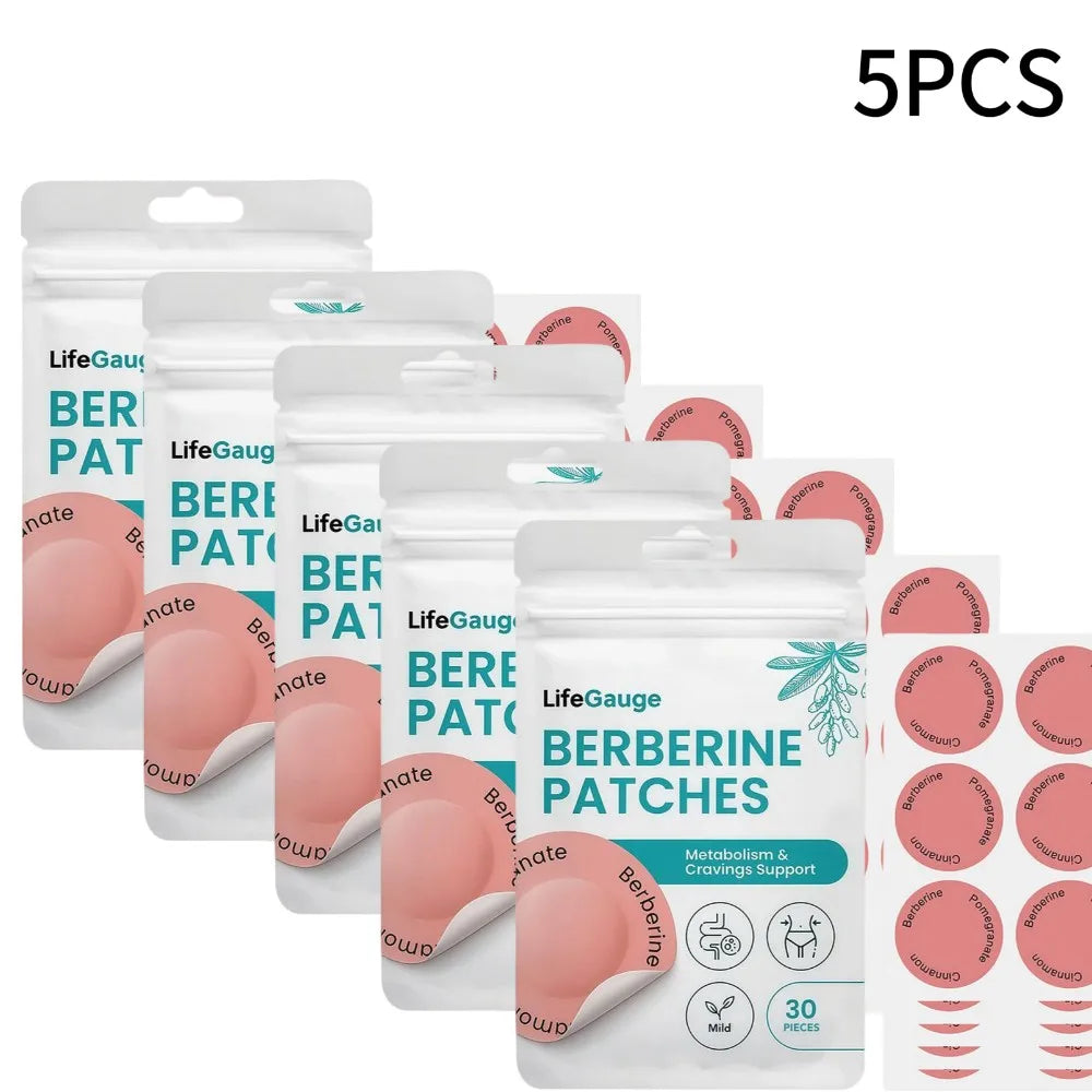 Berberine Transdermal Patches – Metabolism Support, 30 Pack Transdermal Wellness Patch QXL 5PCS
